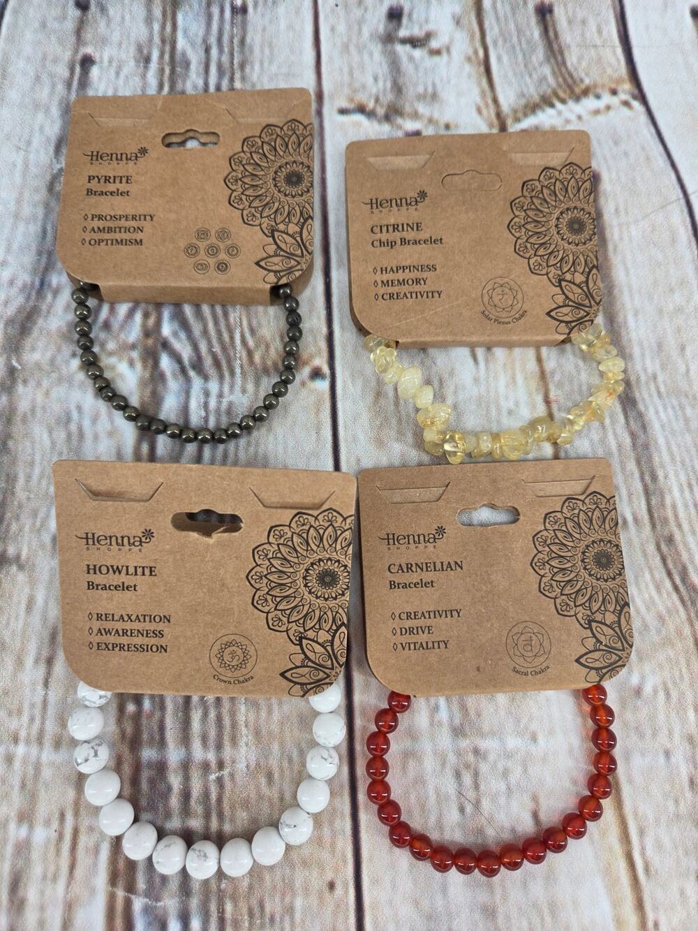 Lot of 4 Henna Natural Stone Bracelets NEW